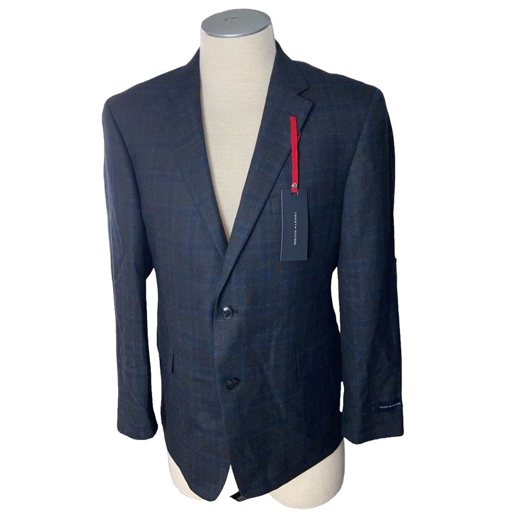 Tommy Hilfiger Adams Blazer 42S Men's Suit Jacket Sport Coat Blue Charcoal Wool
